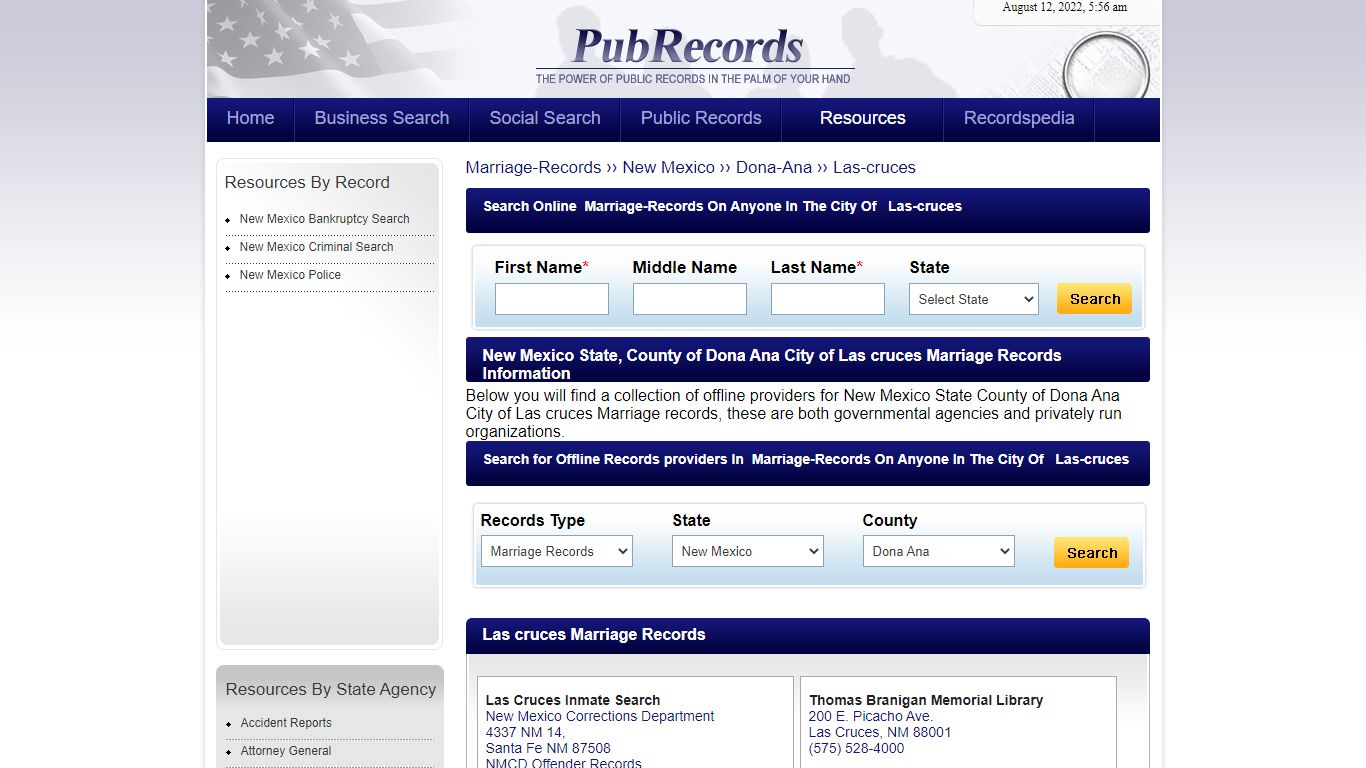 Las cruces, Dona Ana County, New Mexico Marriage Records